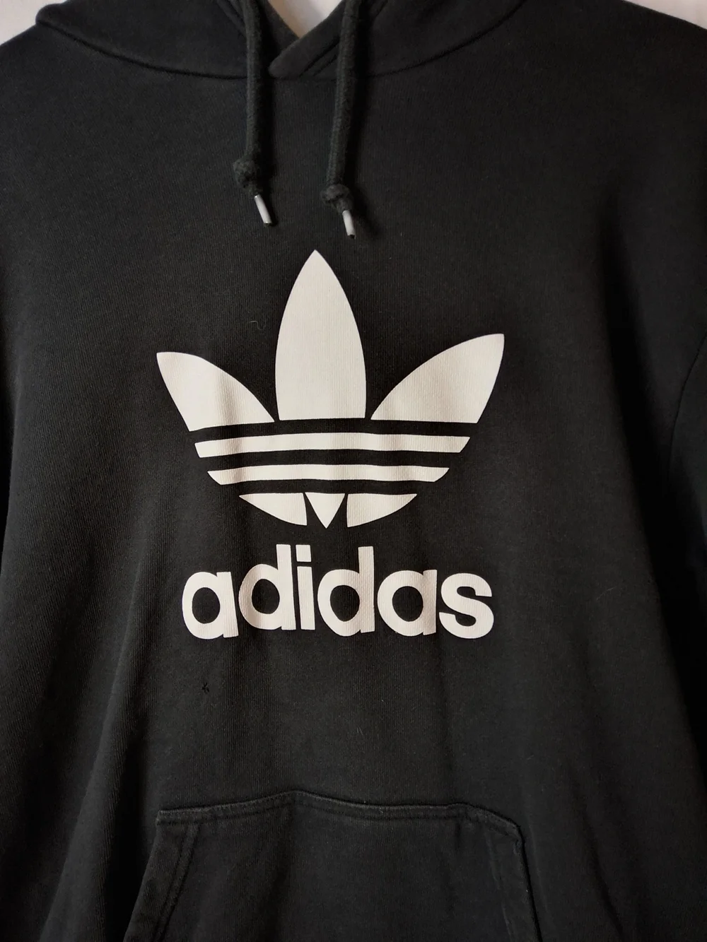 adidas Black Hoodie‎ with White Trefoil Logo